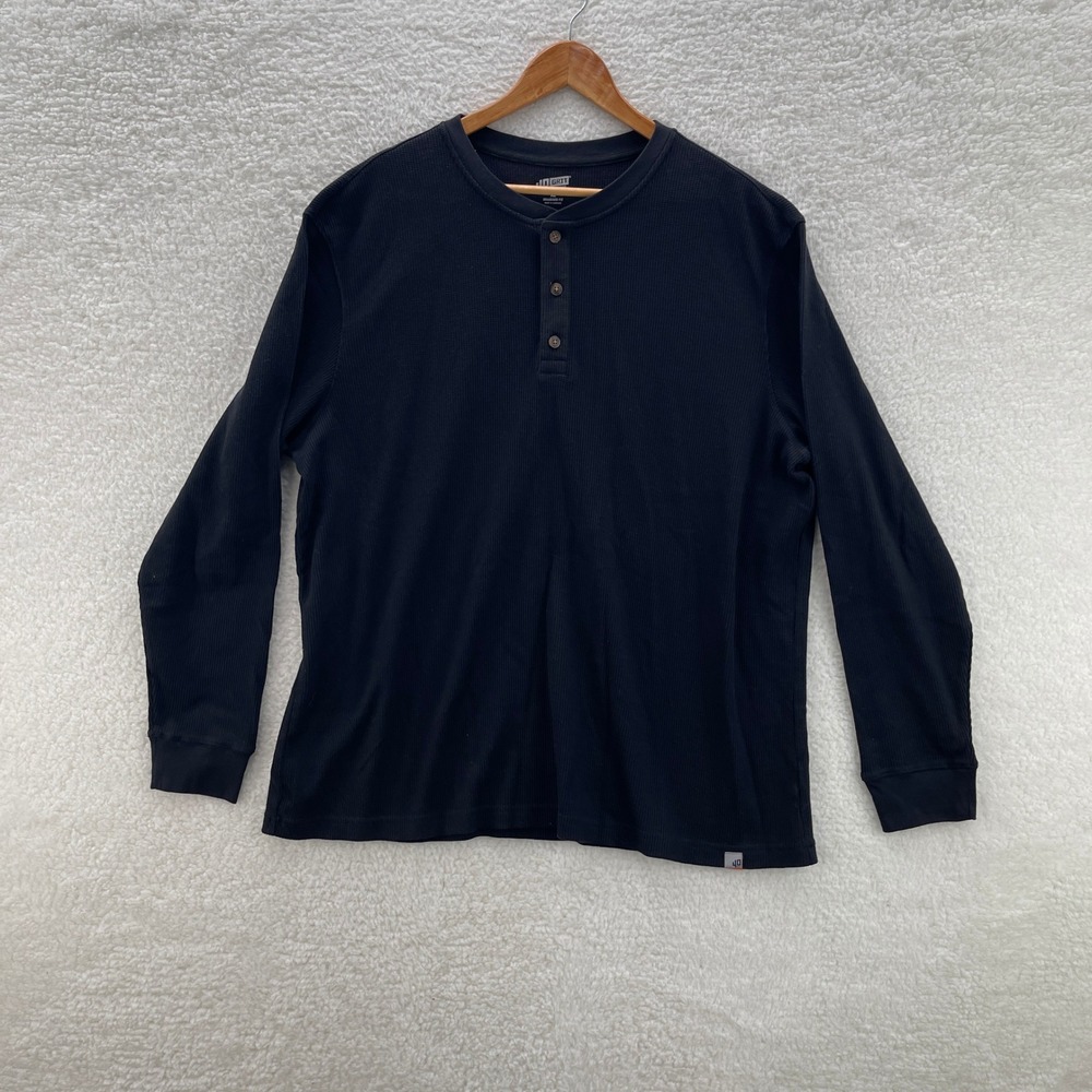Duluth 40 Grit Shirt Mens XL Black Waffle Knit Thermal Henley Y2K Outdoor Grunge